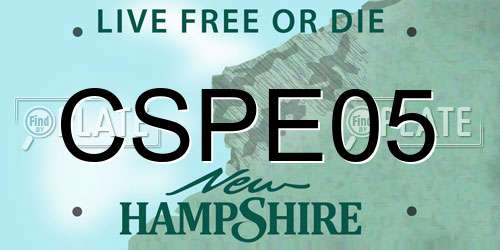 CSPE05 New Hampshire License Plate