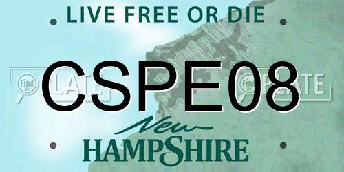 CSPE08 New Hampshire License Plate
