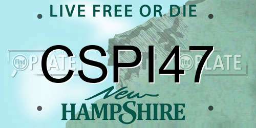 CSPI47 New Hampshire License Plate