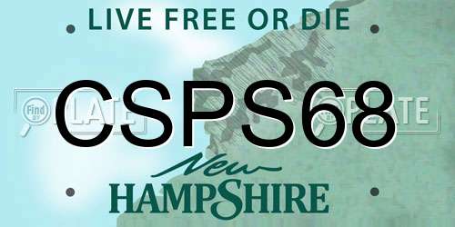 CSPS68 New Hampshire License Plate