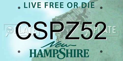 CSPZ52 New Hampshire License Plate