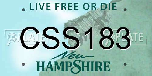 CSS183 New Hampshire License Plate