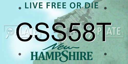 CSS58T New Hampshire License Plate