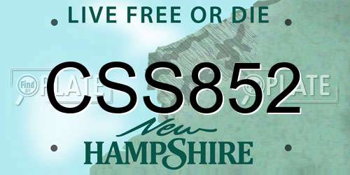 CSS852 New Hampshire License Plate