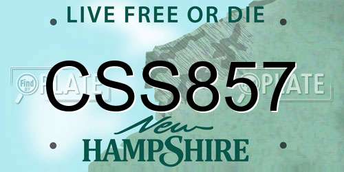 CSS857 New Hampshire License Plate