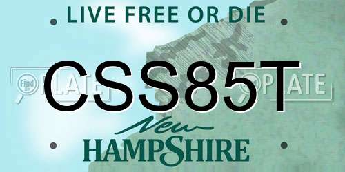 CSS85T New Hampshire License Plate