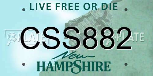 CSS882 New Hampshire License Plate