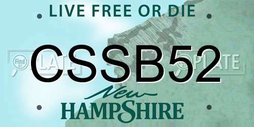 CSSB52 New Hampshire License Plate