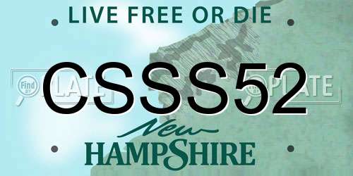 CSSS52 New Hampshire License Plate