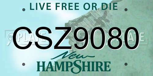 CSZ9080 New Hampshire License Plate