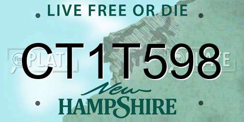 CT1T598 New Hampshire License Plate