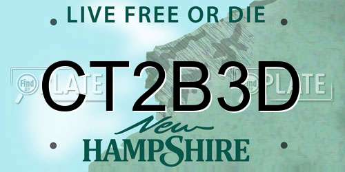 CT2B3D New Hampshire License Plate