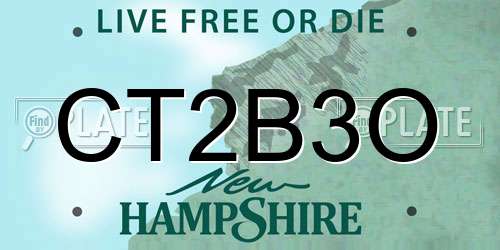CT2B3O New Hampshire License Plate