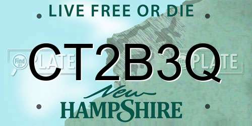 CT2B3Q New Hampshire License Plate