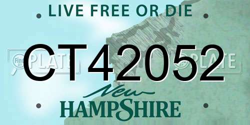 CT42052 New Hampshire License Plate