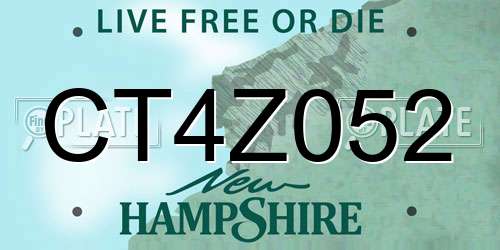 CT4Z052 New Hampshire License Plate
