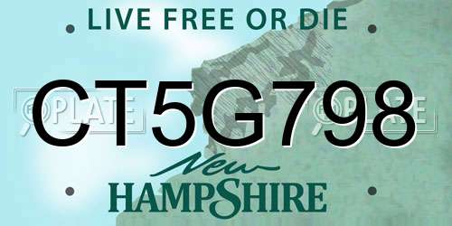 CT5G798 New Hampshire License Plate