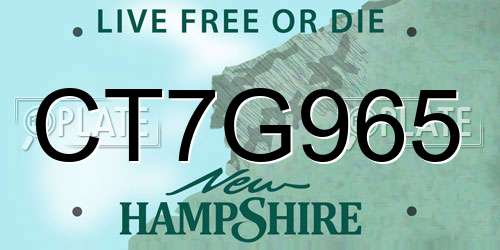 CT7G965 New Hampshire License Plate