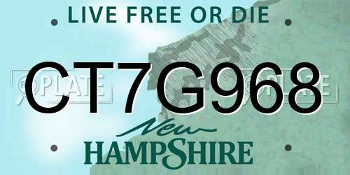 CT7G968 New Hampshire License Plate