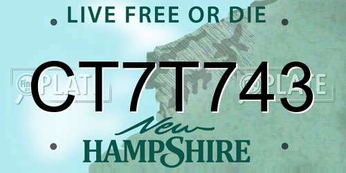 CT7T743 New Hampshire License Plate