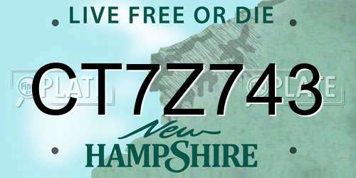 CT7Z743 New Hampshire License Plate