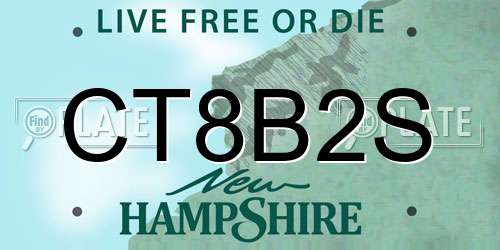 CT8B2S New Hampshire License Plate