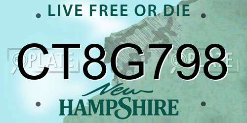 CT8G798 New Hampshire License Plate