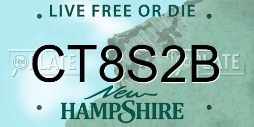 CT8S2B New Hampshire License Plate