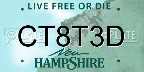 CT8T3D New Hampshire License Plate