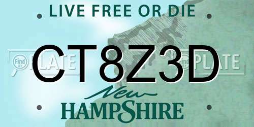 CT8Z3D New Hampshire License Plate