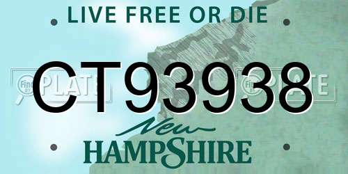 CT93938 New Hampshire License Plate