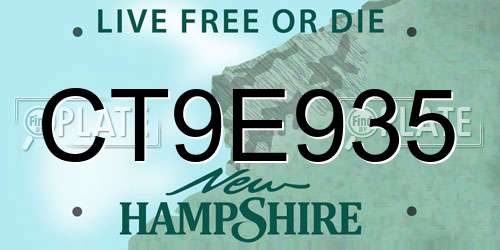 CT9E935 New Hampshire License Plate