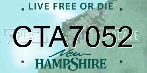 CTA7052 New Hampshire License Plate