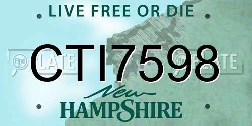 CTI7598 New Hampshire License Plate