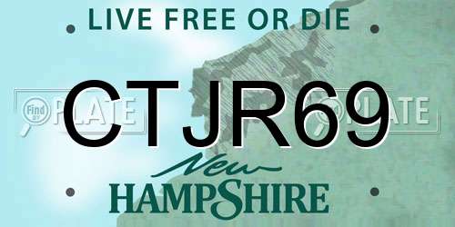 CTJR69 New Hampshire License Plate