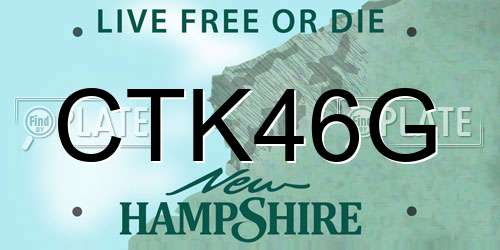 CTK46G New Hampshire License Plate
