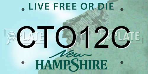 CTO12C New Hampshire License Plate