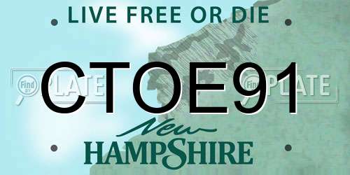 CTOE91 New Hampshire License Plate