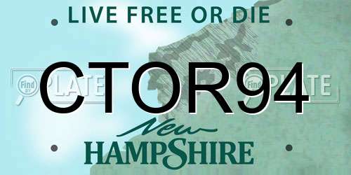CTOR94 New Hampshire License Plate