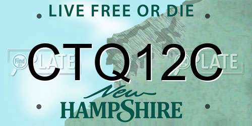 CTQ12C New Hampshire License Plate