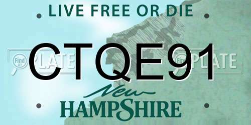 CTQE91 New Hampshire License Plate