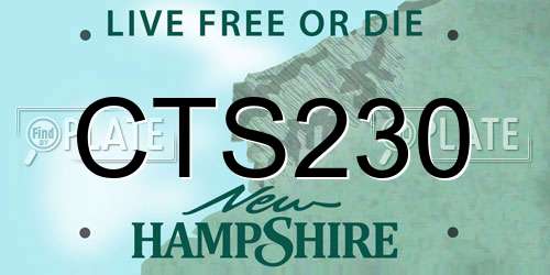 CTS230 New Hampshire License Plate