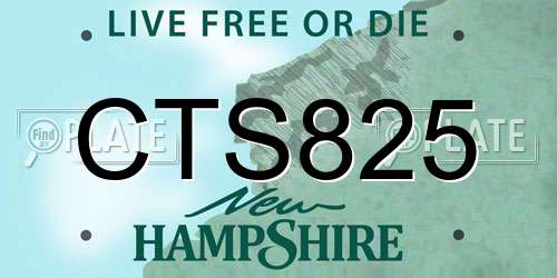 CTS825 New Hampshire License Plate