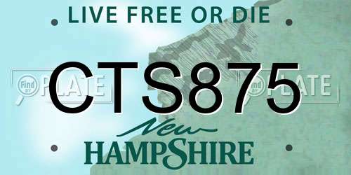 CTS875 New Hampshire License Plate