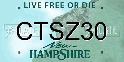CTSZ30 New Hampshire License Plate