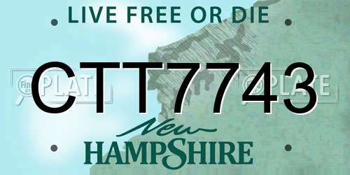 CTT7743 New Hampshire License Plate