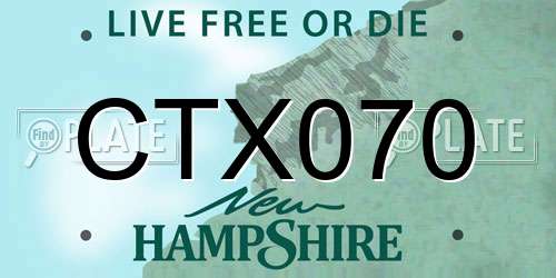 CTX070 New Hampshire License Plate
