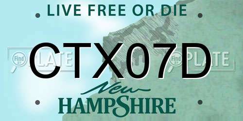 CTX07D New Hampshire License Plate