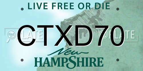 CTXD70 New Hampshire License Plate