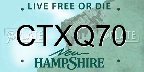 CTXQ70 New Hampshire License Plate